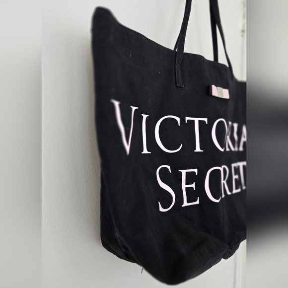 Victoria's Secret Extra Large Black Canvas Tote Bag - Picture 4 of 6